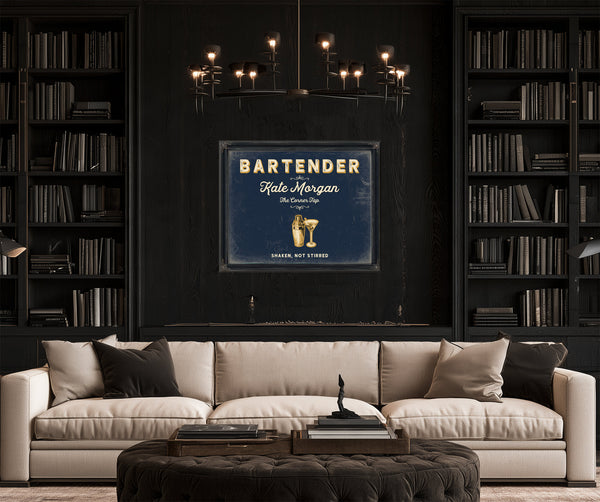 Personalized Bartender Sign, Shaken, Not Stirred, Navy & Brass, image 16