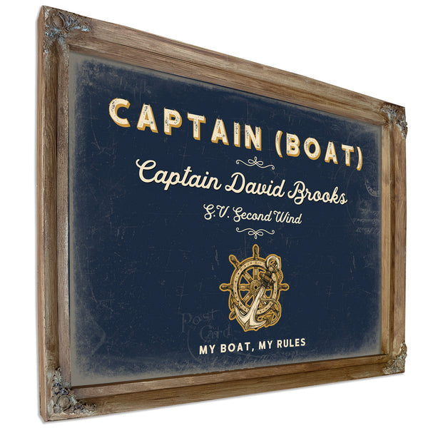 Personalized Boat Captain Sign, My Boat, My Rules, Navy & Brass, image 6