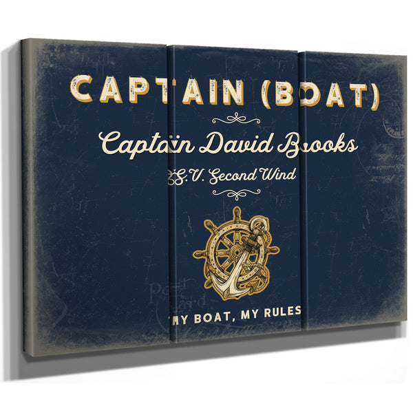 Personalized Boat Captain Sign, My Boat, My Rules, Navy & Brass, image 14