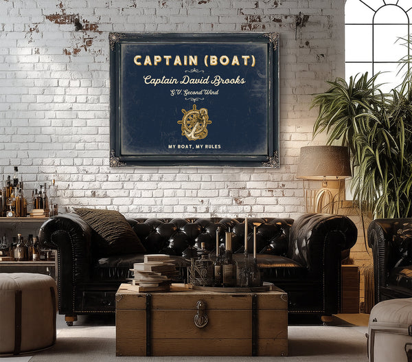 Personalized Boat Captain Sign, My Boat, My Rules, Navy & Brass, image 18