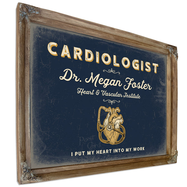 Personalized Cardiologist Sign, I Put My Heart Into My Work, Navy & Brass, image 6