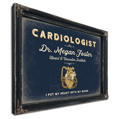 Personalized Cardiologist Sign, I Put My Heart Into My Work, Navy & Brass, image 1