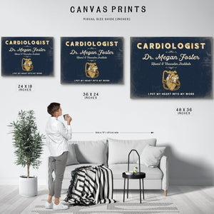 Personalized Cardiologist Sign, I Put My Heart Into My Work, Navy & Brass, image 10