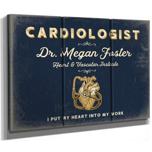 Personalized Cardiologist Sign, I Put My Heart Into My Work, Navy & Brass, image 14
