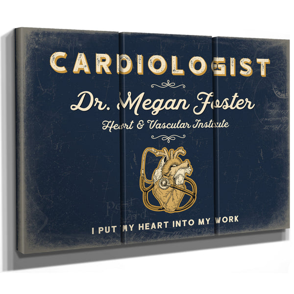 Personalized Cardiologist Sign, I Put My Heart Into My Work, Navy & Brass, image 14