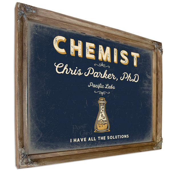 Personalized Chemist Sign, I Have All the Solutions, Navy & Brass, image 6