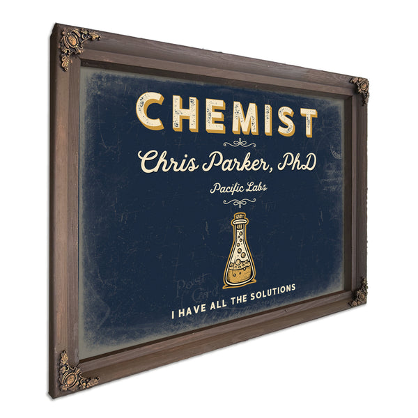 Personalized Chemist Sign, I Have All the Solutions, Navy & Brass, image 7