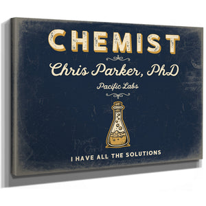 Personalized Chemist Sign, I Have All the Solutions, Navy & Brass, image 8