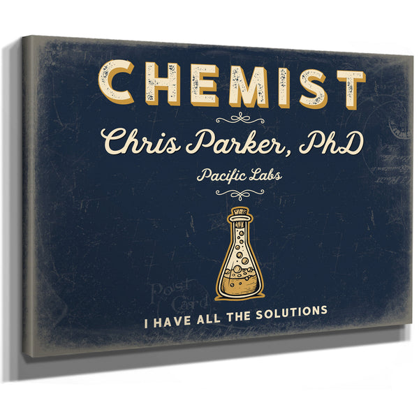 Personalized Chemist Sign, I Have All the Solutions, Navy & Brass, image 8