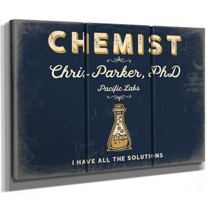 Personalized Chemist Sign, I Have All the Solutions, Navy & Brass, image 14