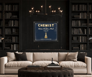 Personalized Chemist Sign, I Have All the Solutions, Navy & Brass, image 16