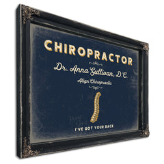 Personalized Chiropractor Sign, I've Got Your Back, Navy & Brass, image 1