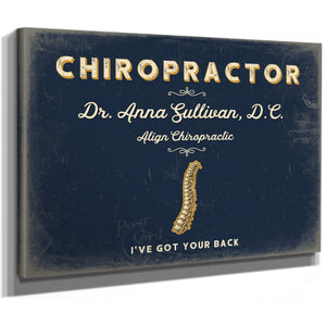 Personalized Chiropractor Sign, I've Got Your Back, Navy & Brass, image 8