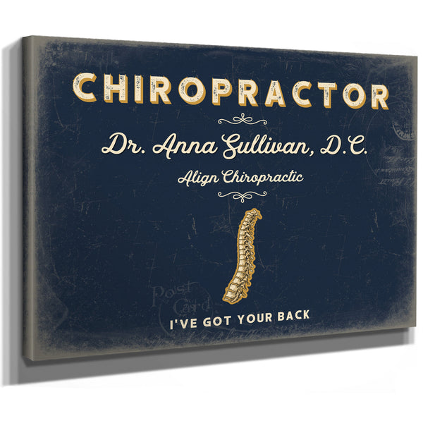 Personalized Chiropractor Sign, I've Got Your Back, Navy & Brass, image 8