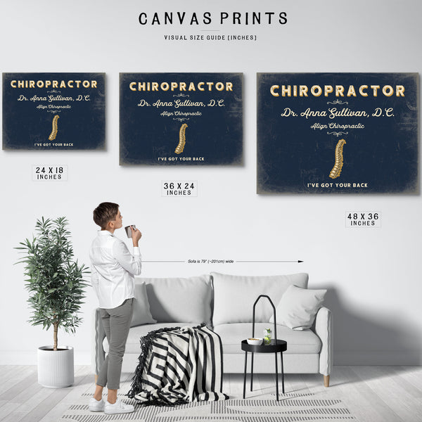 Personalized Chiropractor Sign, I've Got Your Back, Navy & Brass, image 10