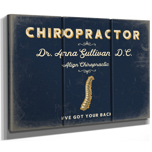 Personalized Chiropractor Sign, I've Got Your Back, Navy & Brass, image 14