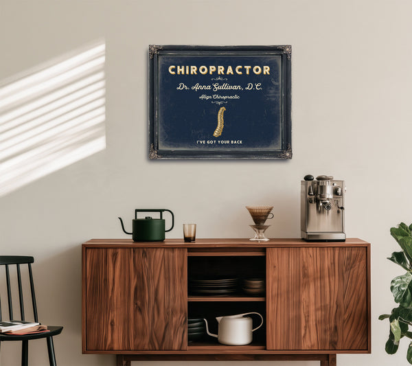 Personalized Chiropractor Sign, I've Got Your Back, Navy & Brass, image 15