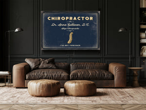 Personalized Chiropractor Sign, I've Got Your Back, Navy & Brass, image 17