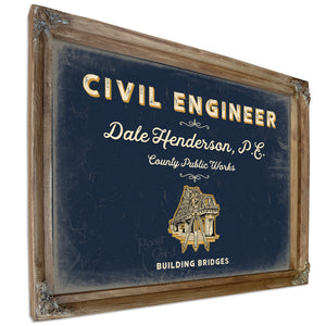 Personalized Civil Engineer Sign, Building Bridges, Navy & Brass, image 6