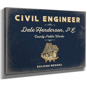 Personalized Civil Engineer Sign, Building Bridges, Navy & Brass, image 8
