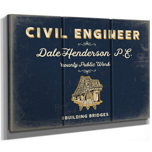 Personalized Civil Engineer Sign, Building Bridges, Navy & Brass, image 14