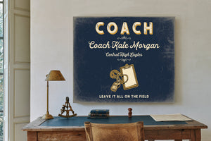 Personalized Coach Sign, Leave It All on the Field, Navy & Brass, image 2