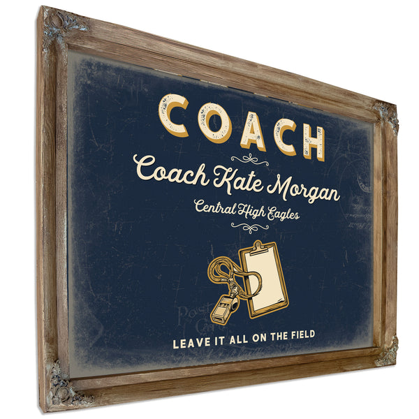 Personalized Coach Sign, Leave It All on the Field, Navy & Brass, image 6