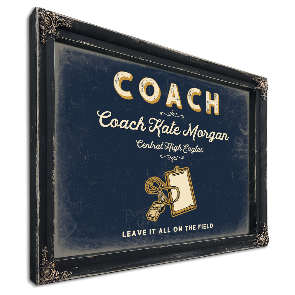 Personalized Coach Sign, Leave It All on the Field, Navy & Brass, image 1