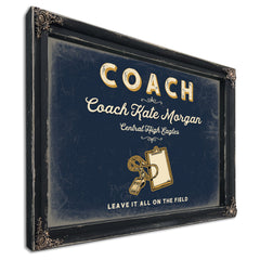Personalized Coach Sign, Leave It All on the Field, Navy & Brass, image 1