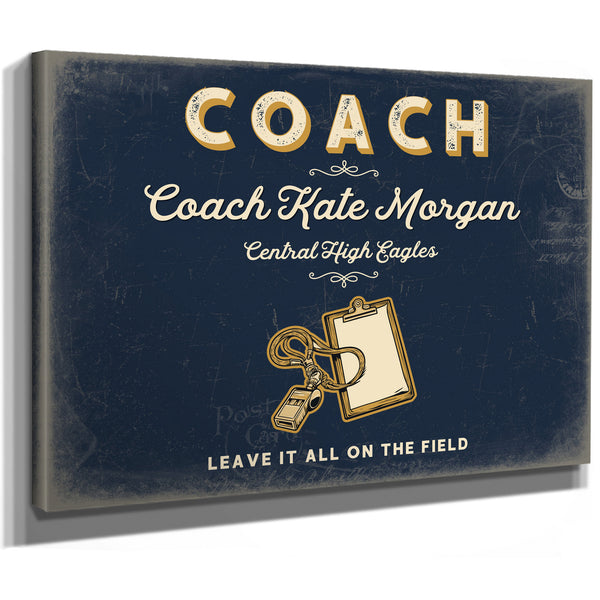Personalized Coach Sign, Leave It All on the Field, Navy & Brass, image 8