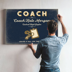 Personalized Coach Sign, Leave It All on the Field, Navy & Brass, image 9