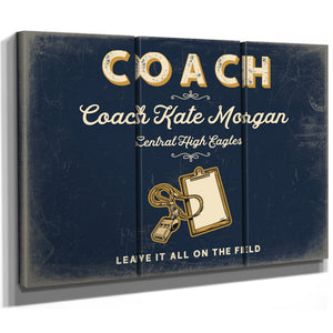 Personalized Coach Sign, Leave It All on the Field, Navy & Brass, image 14