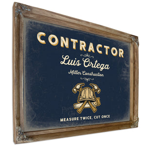 Personalized Contractor Sign, Measure Twice, Cut Once, Navy & Brass, image 6