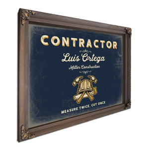 Personalized Contractor Sign, Measure Twice, Cut Once, Navy & Brass, image 7