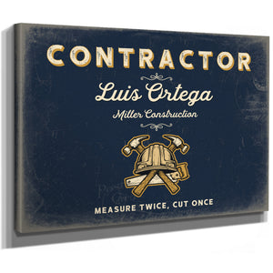 Personalized Contractor Sign, Measure Twice, Cut Once, Navy & Brass, image 8