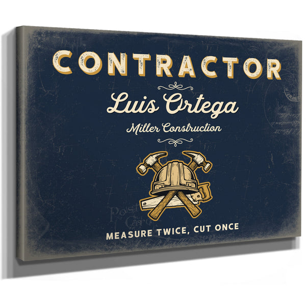 Personalized Contractor Sign, Measure Twice, Cut Once, Navy & Brass, image 8