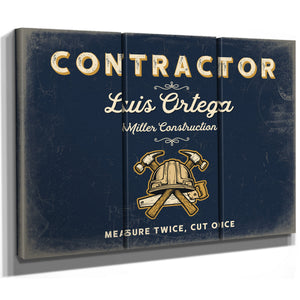 Personalized Contractor Sign, Measure Twice, Cut Once, Navy & Brass, image 14