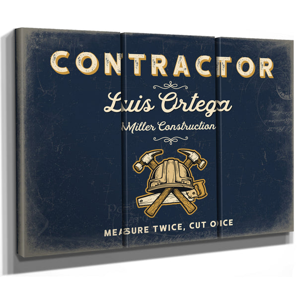 Personalized Contractor Sign, Measure Twice, Cut Once, Navy & Brass, image 14