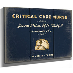 Personalized Critical Care Nurse Sign, Calm in the Chaos, Navy & Brass, image 14