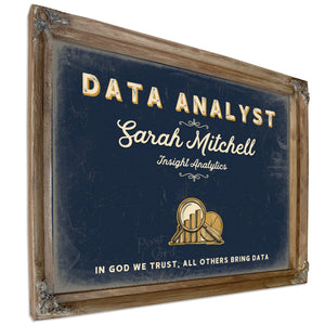 Personalized Data Analyst Sign, In God We Trust, All Others Bring Data, Navy & Brass, image 6