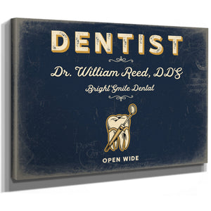 Personalized Dentist Sign, Open Wide, Navy & Brass, image 8