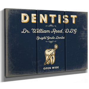 Personalized Dentist Sign, Open Wide, Navy & Brass, image 14