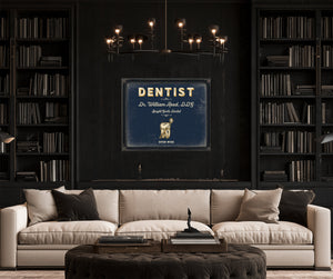 Personalized Dentist Sign, Open Wide, Navy & Brass, image 16