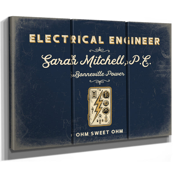 Personalized Electrical Engineer Sign, Ohm Sweet Ohm, Navy & Brass, image 14