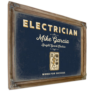 Personalized Electrician Sign, Wired for Success, Navy & Brass, image 6