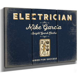 Personalized Electrician Sign, Wired for Success, Navy & Brass, image 14