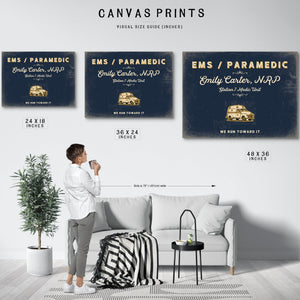 Personalized Paramedic Sign, We Run Toward It, Navy & Brass, image 10