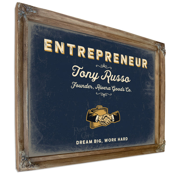Personalized Entrepreneur Sign, Dream Big, Work Hard, Navy & Brass, image 6