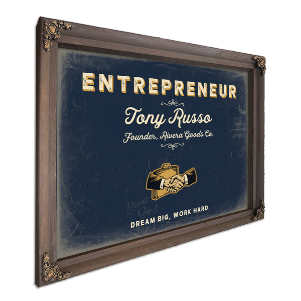 Personalized Entrepreneur Sign, Dream Big, Work Hard, Navy & Brass, image 7