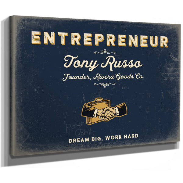 Personalized Entrepreneur Sign, Dream Big, Work Hard, Navy & Brass, image 8